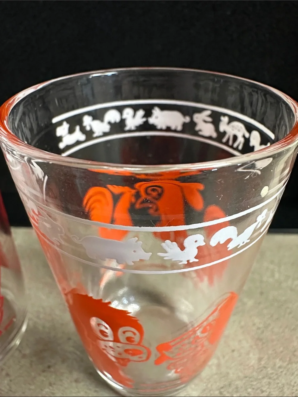 Vintage Kraft Swanky Swig “Kiddie Cups” Barnyard Animal Glasses